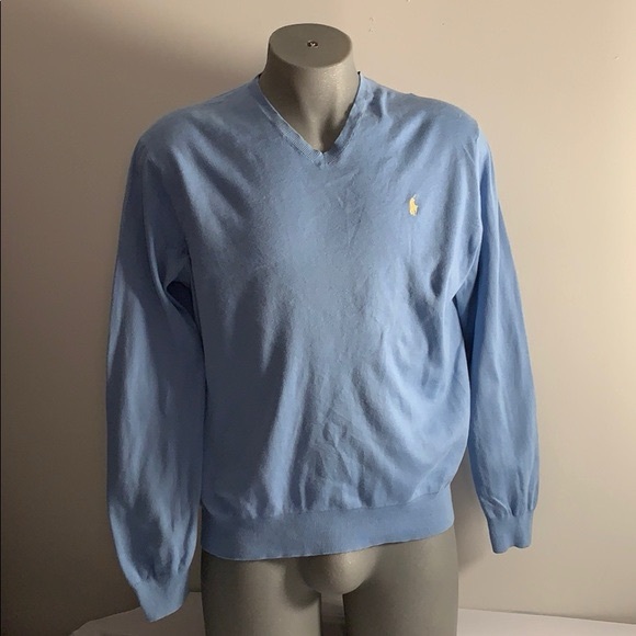 Light Blue Polo Ralph Lauren V Neck Sweater - Picture 1 of 7